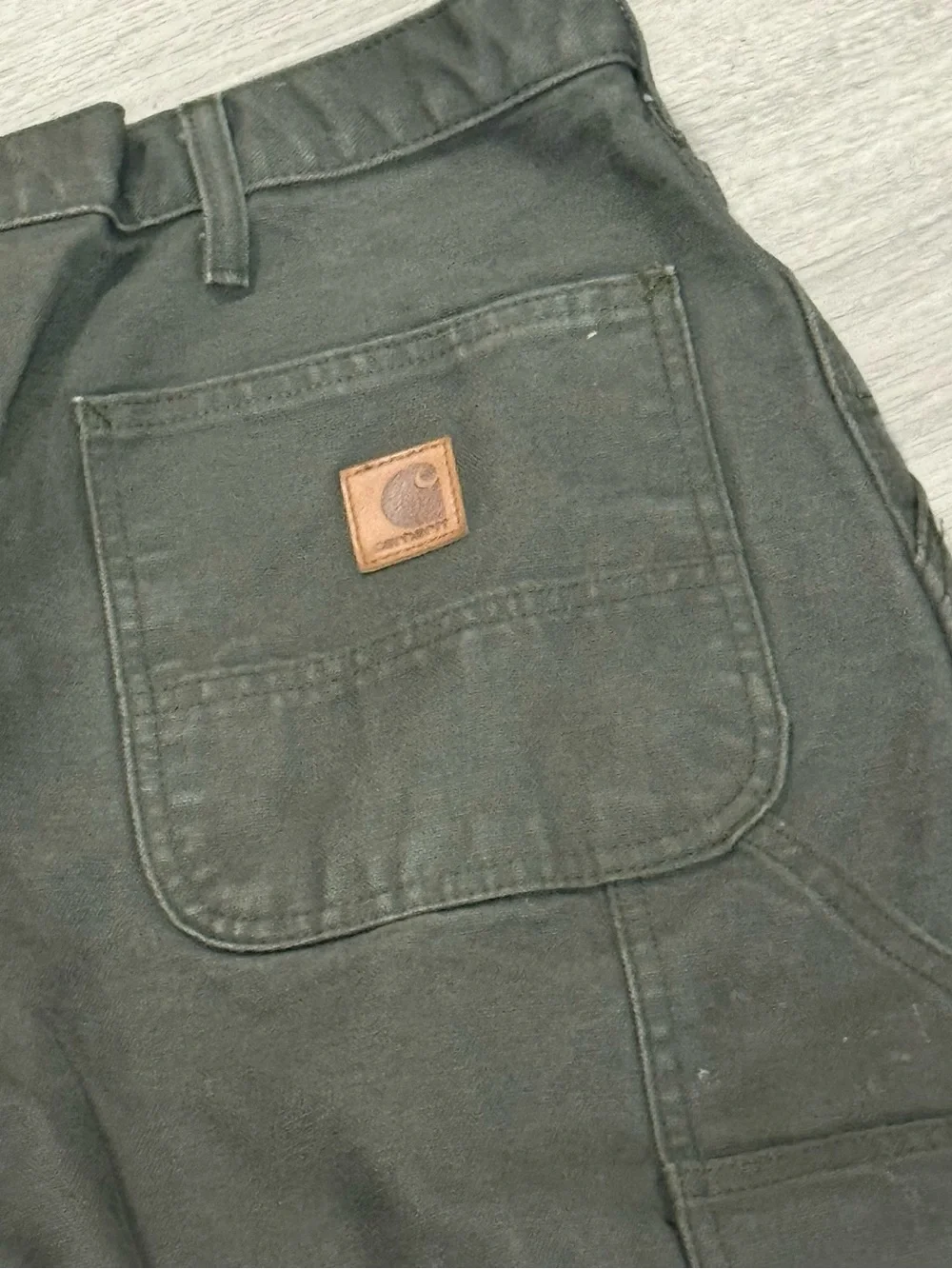 Carhartt Carpenter Khaki Green Straight-Leg Work Pants 42x32